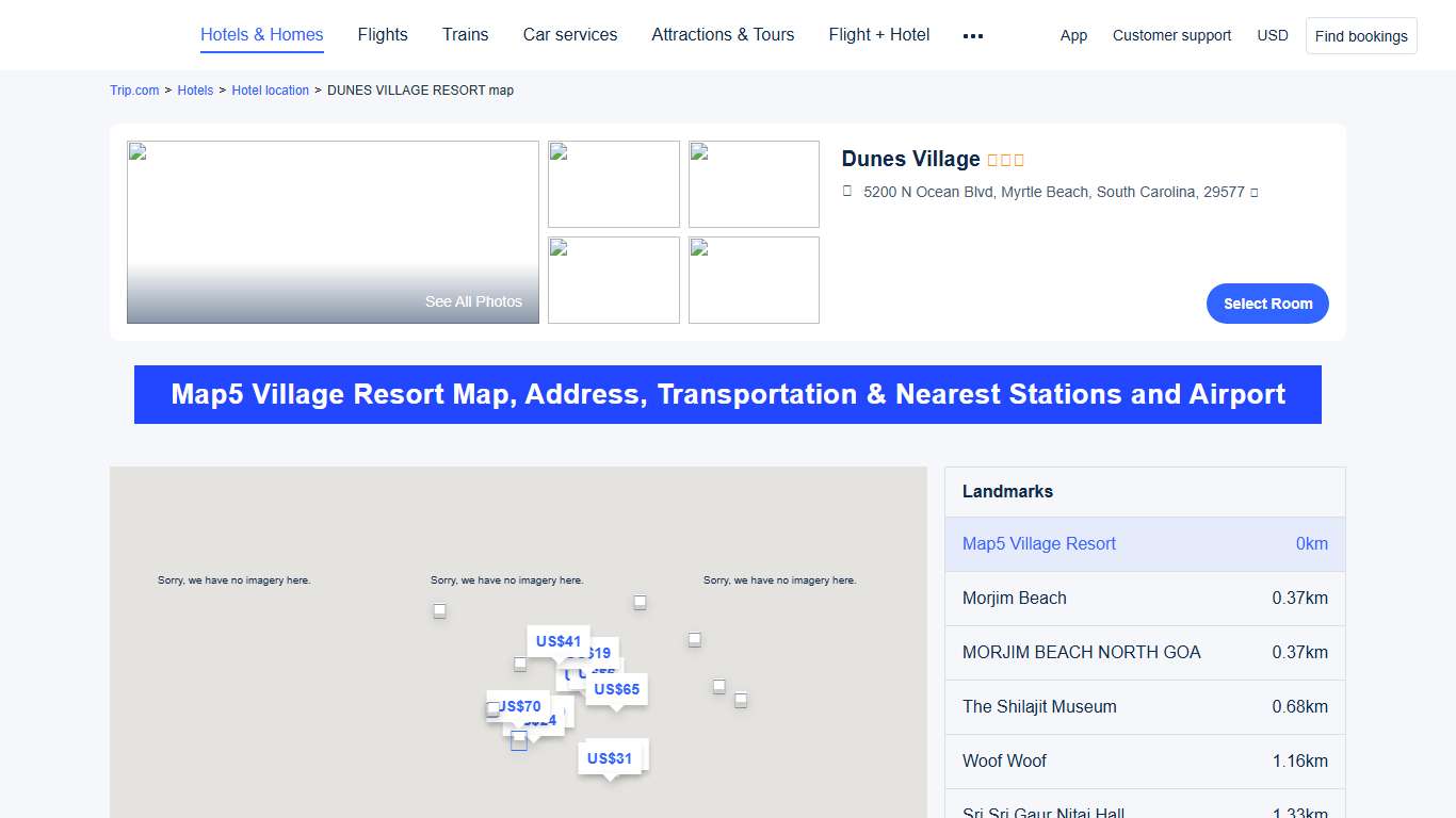 Latest DUNES VILLAGE RESORT Map,Address, Nearest Station & Airport 2026 | Trip.com